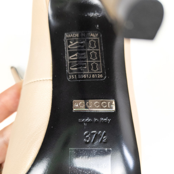 GUCCI Anita Pointed Toe Pumps 105mm Malaga Kid Leather in Powder Women's 37.5 - Picture 8 of 9